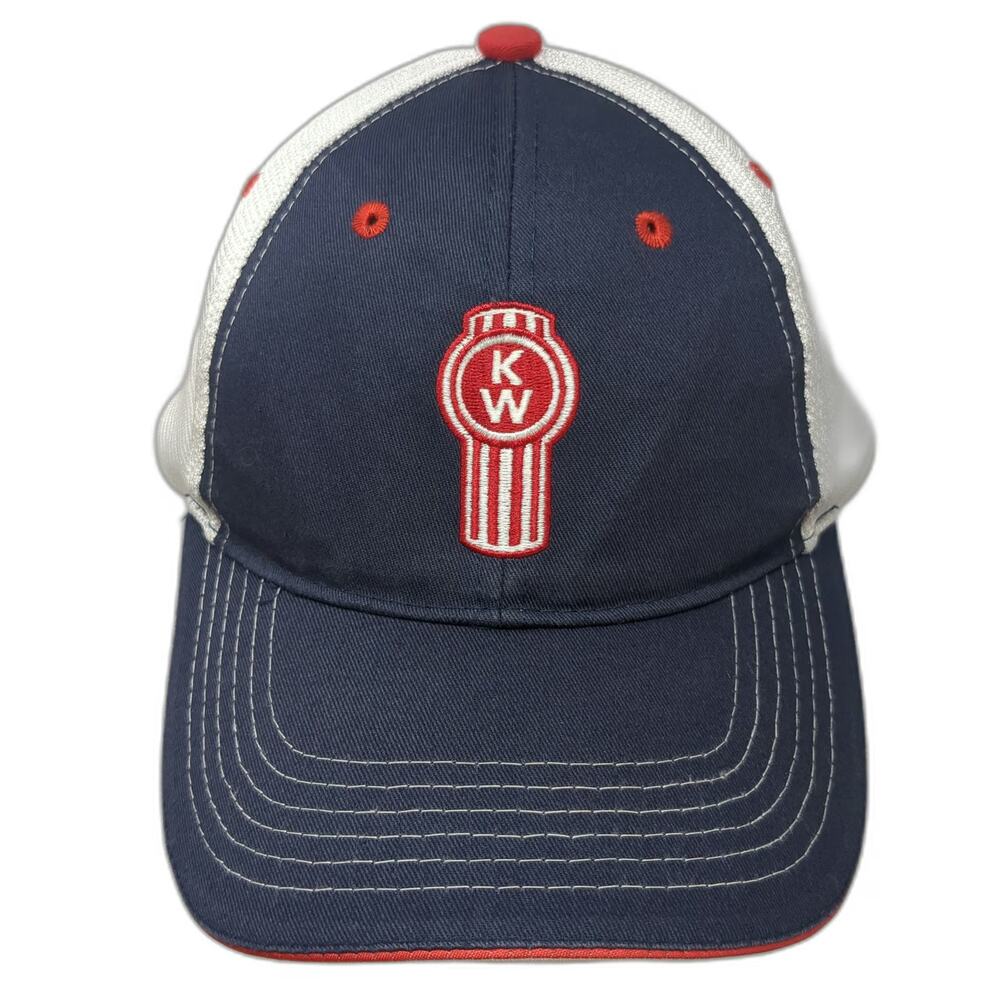 Kenworth Baseball Cap Blue White Red One Size Mesh Back Logo Strapback Truck Hat